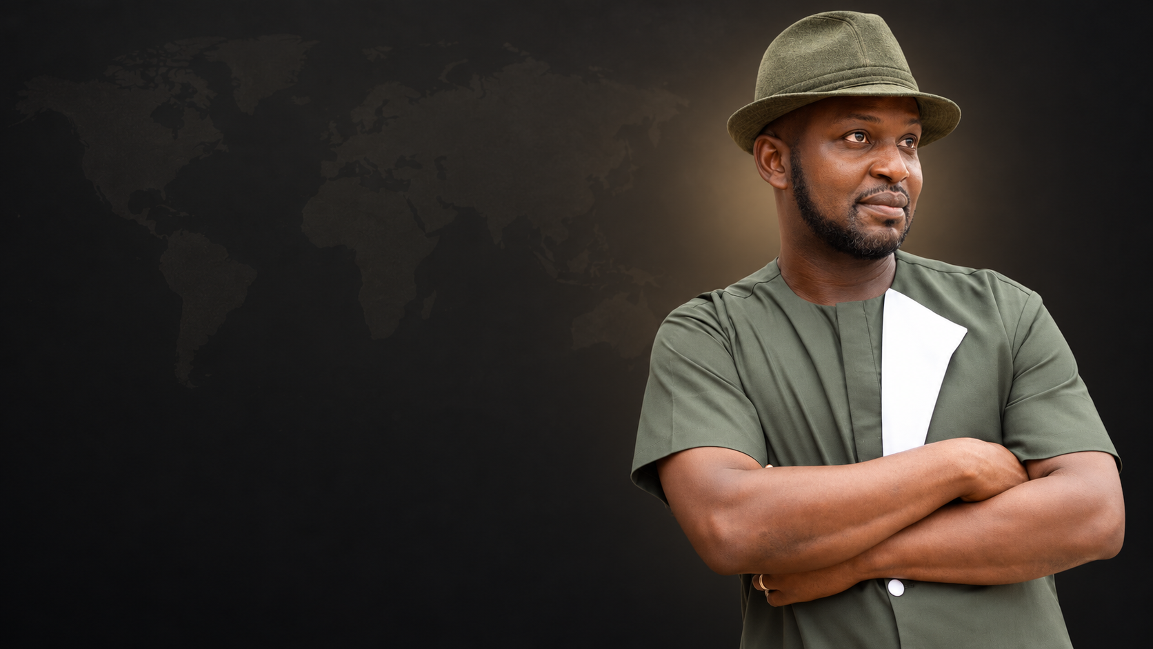 Dr Joseph Opare in his green tunic and hat