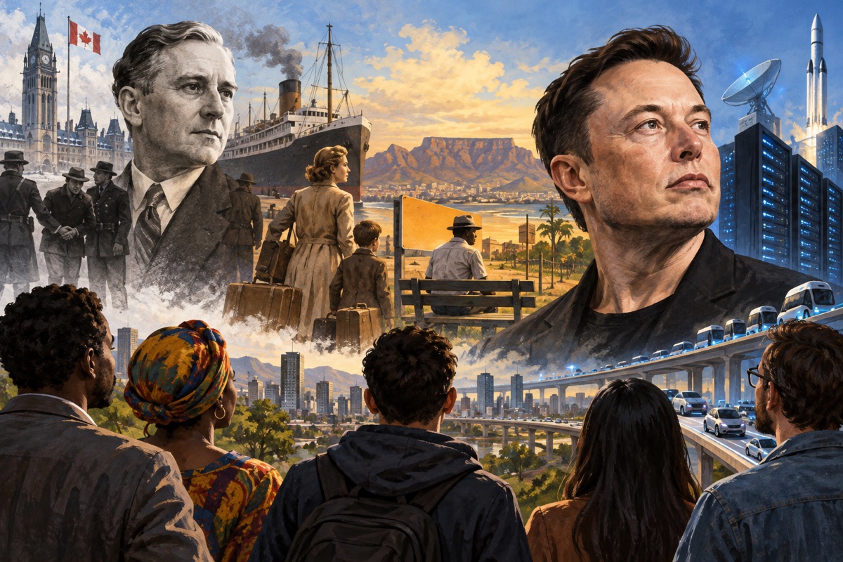 Editorial illustration: Elon Musk, Technocracy Inc. and the family connection