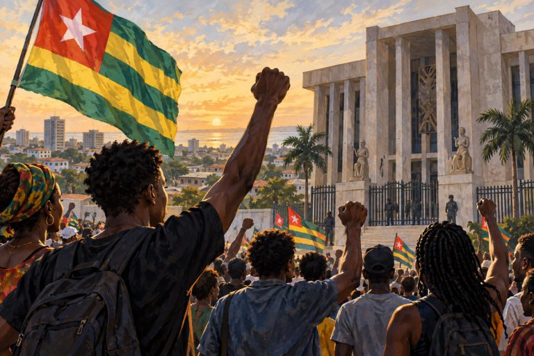 Editorial illustration: Togo’s political revolt: a new generation challenges an old order