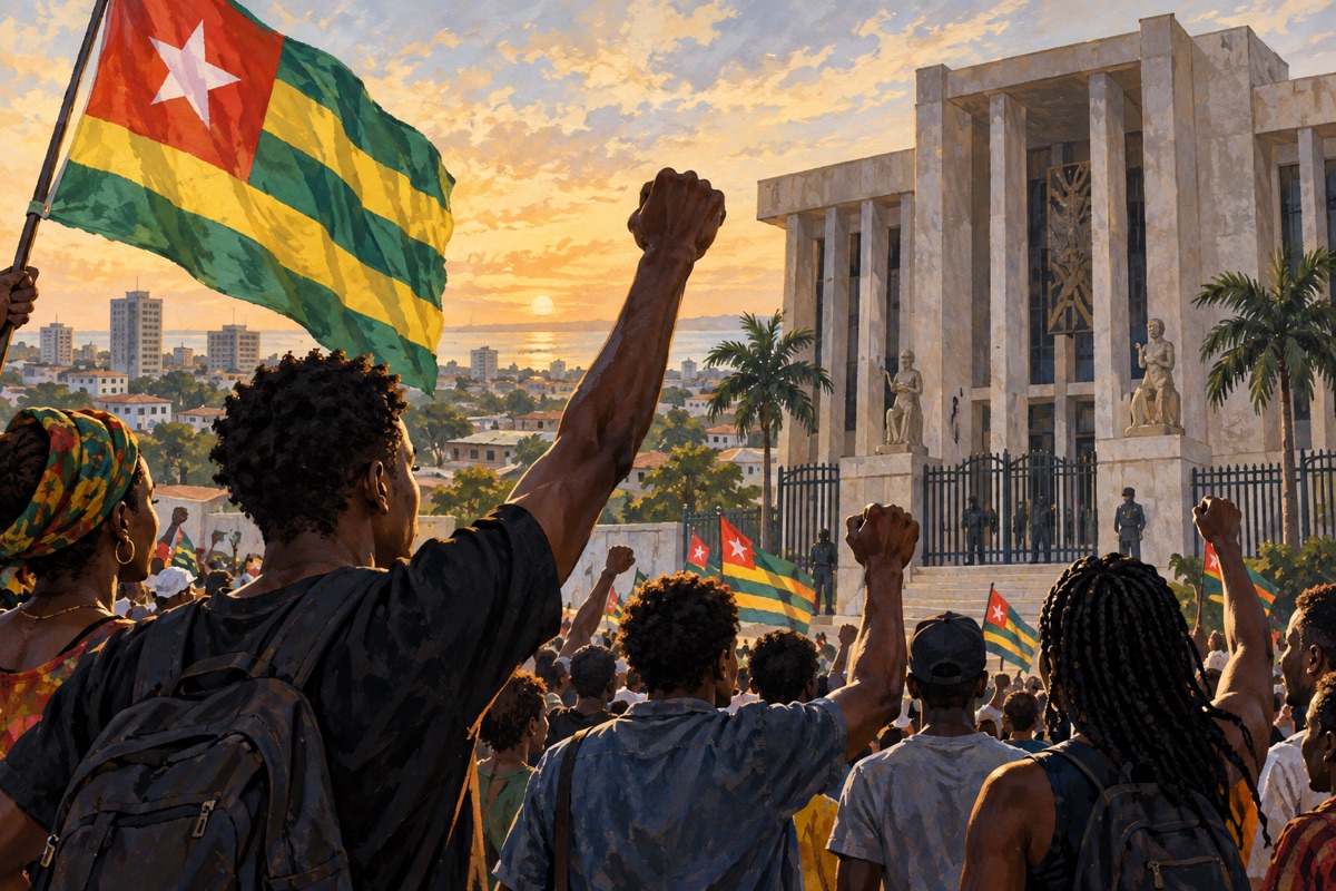 Editorial illustration: Togo’s political revolt: a new generation challenges an old order