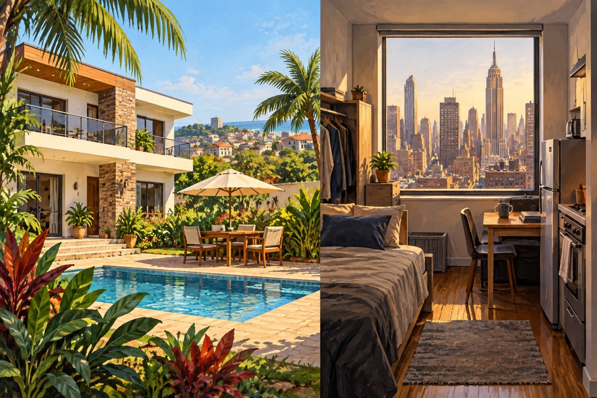 Editorial illustration: What $1,600 a month buys in Ghana compared with American cities