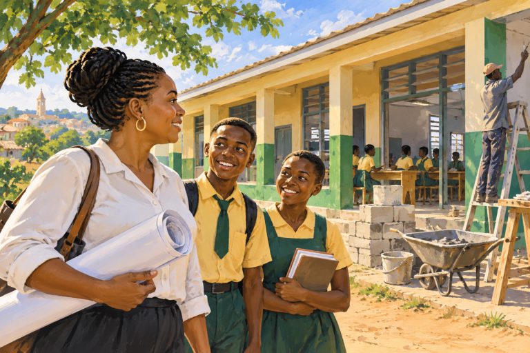 Editorial illustration: Dr Crystal Lewis on supporting a Ghana school renovation