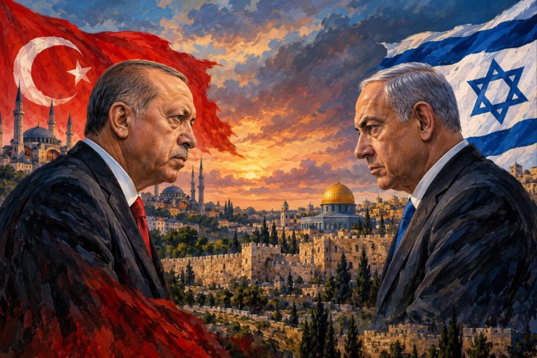 Editorial illustration: Israel–Turkey tensions: Erdoğan, Netanyahu and the hidden prophecy