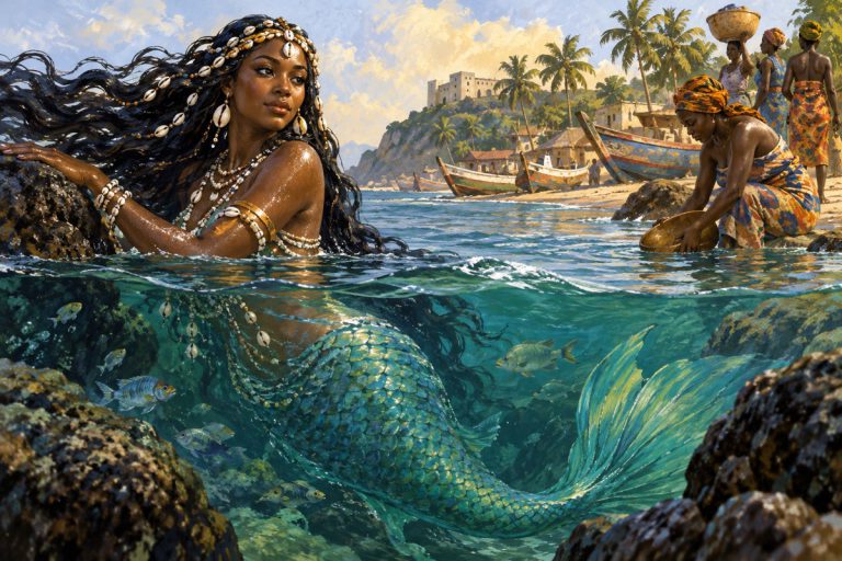 Editorial illustration: Mermaids in West African Tradition: History, Belief, and Hidden Evidence