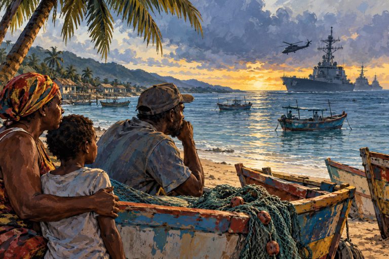 Editorial illustration: Caribbean crisis: Maduro’s seizure, deadly boat strikes and fears of escalation