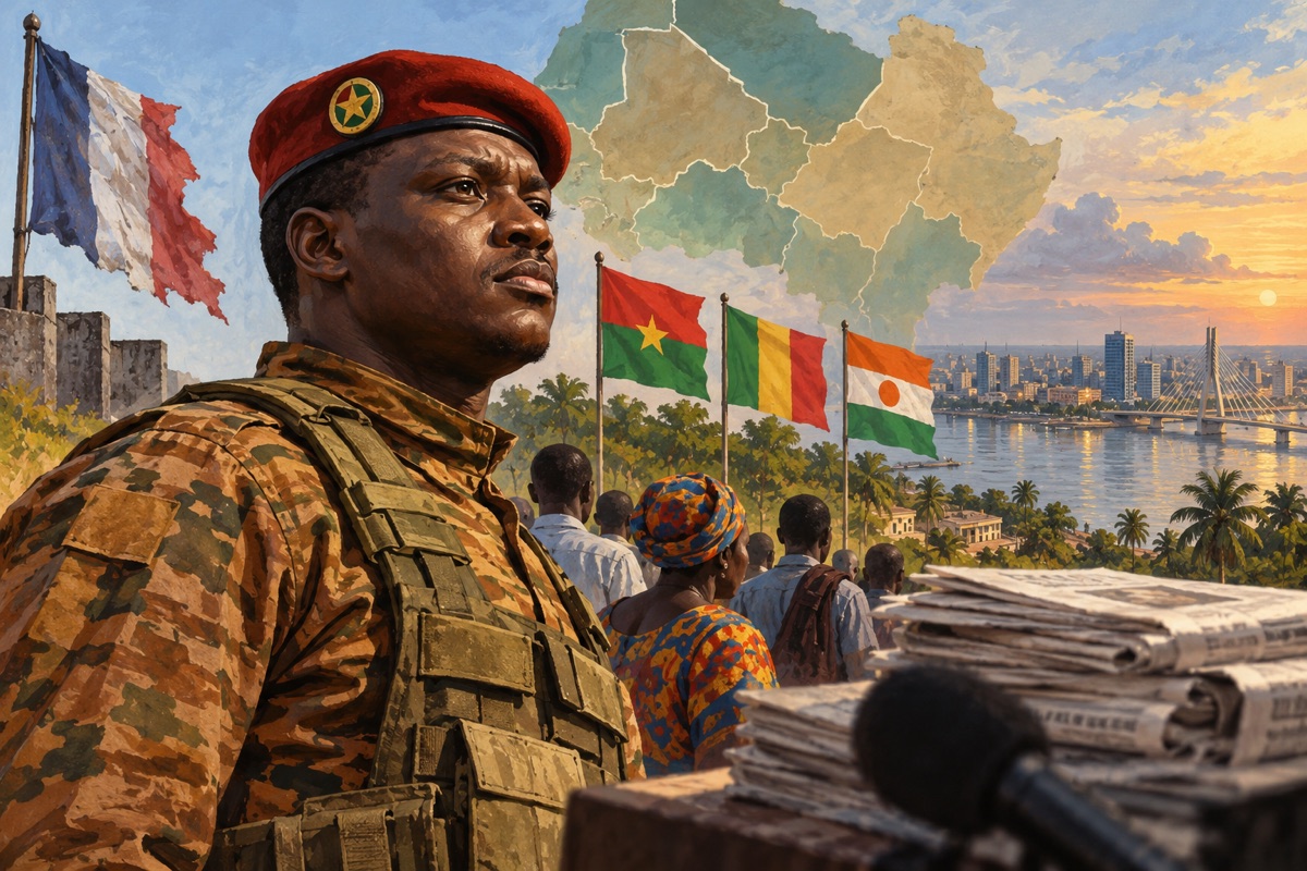 Editorial illustration: Traoré, an alleged coup attempt in Ivory Coast and questions over news coverage